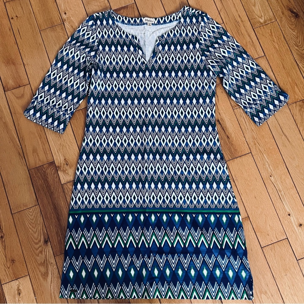 Hatley Blue and White Geometric Dress